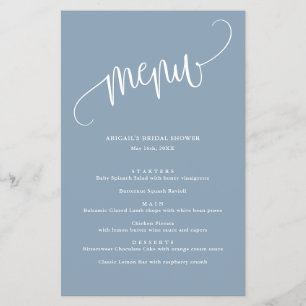 Minimalistisk Papper meny för dusty Blue