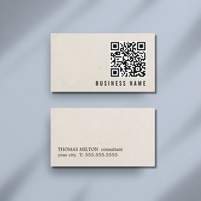 Minimalistisk pappersstruktur QR-kod Djärv konsult Visitkort (Skapare uppladdad)