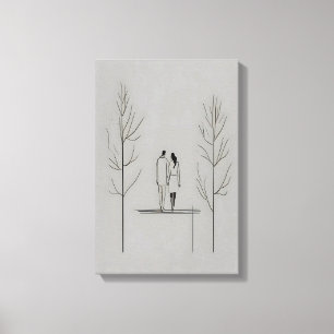 Minimalistisk par Modern Line Art Canvastryck