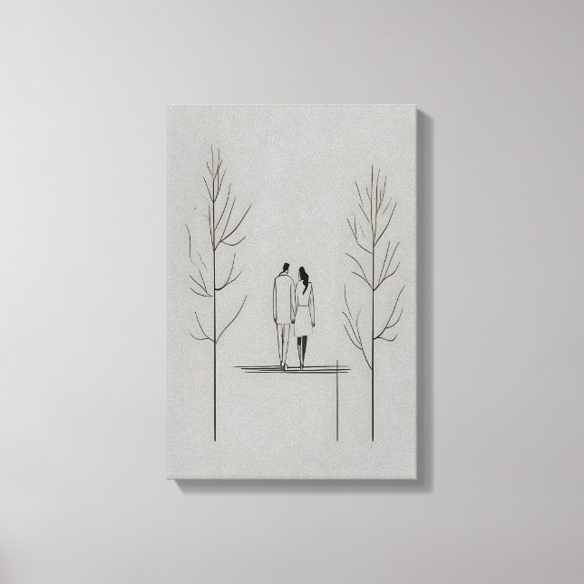 Minimalistisk par Modern Line Art Canvastryck (Framsida)