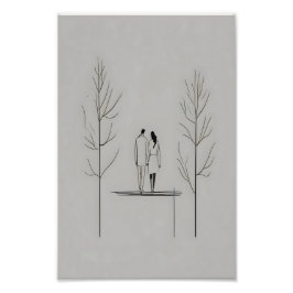 Minimalistisk par Modern Line Art Fototryck
