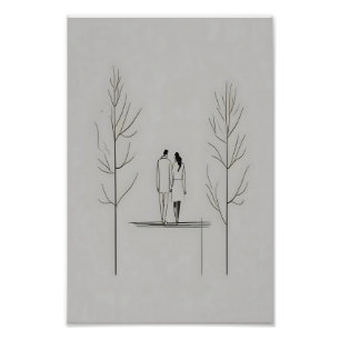 Minimalistisk par Modern Line Art Fototryck
