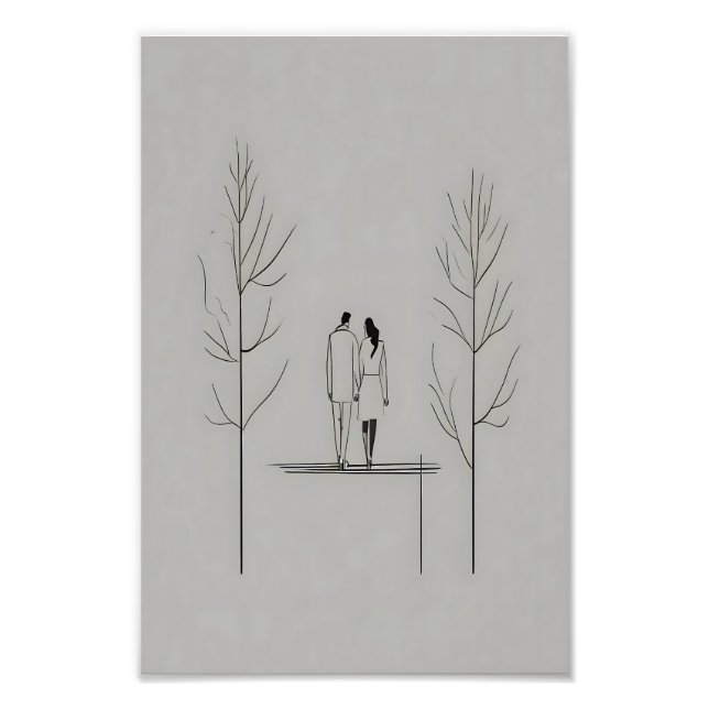 Minimalistisk par Modern Line Art Fototryck (Framsidan)