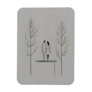 Minimalistisk par Modern Line Art Magnet