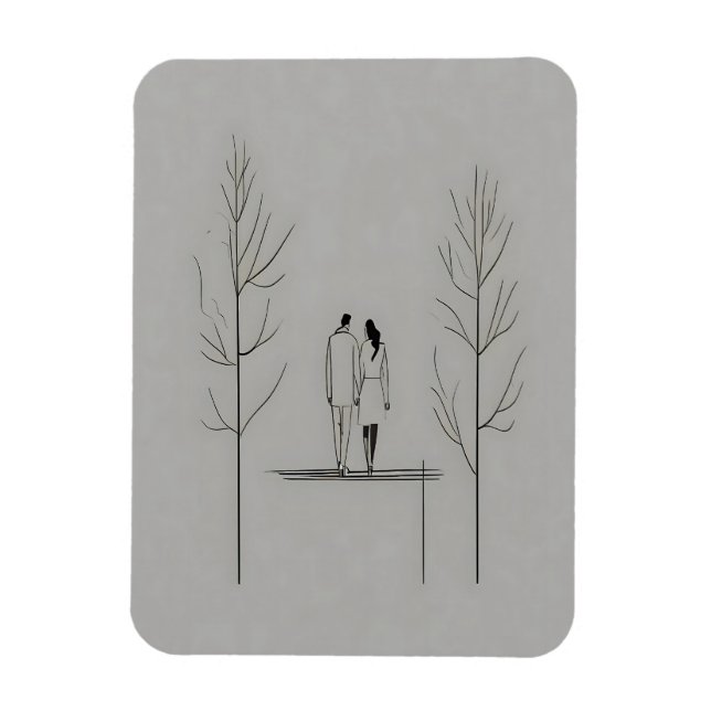 Minimalistisk par Modern Line Art Magnet (Vertikal)