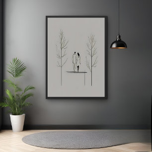 Minimalistisk par Modern Line Art Poster