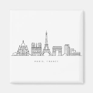 Minimalistisk Paris Frankrike Silhuett Linje Konst Magnet