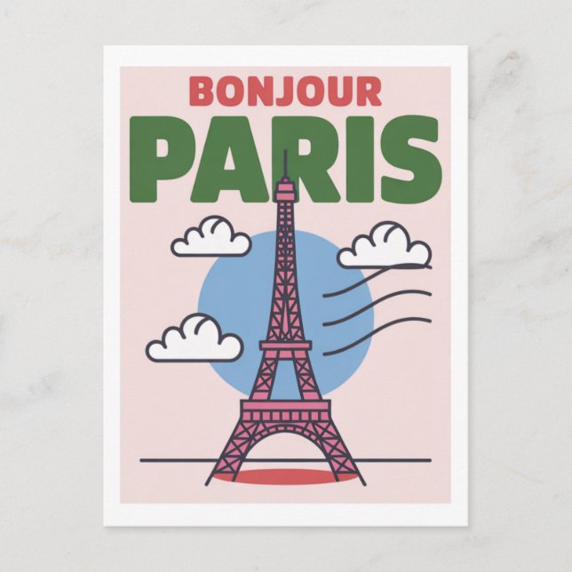 Minimalistisk Paris ikoniska Eiffeltornet Fransk s Vykort (Framsida)