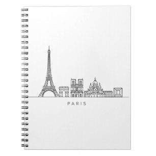 Minimalistisk Paris Siluett Linjekonst Anteckningsbok