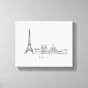 Minimalistisk Paris Siluett Linjekonst Canvastryck