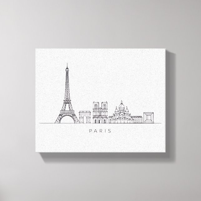 Minimalistisk Paris Siluett Linjekonst Canvastryck (Framsida)