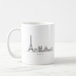 Minimalistisk Paris Siluett Linjekonst Kaffemugg