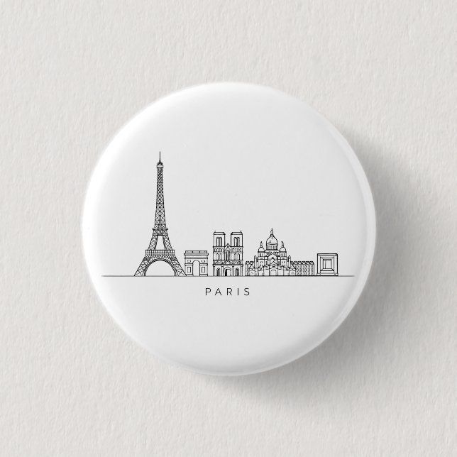 Minimalistisk Paris Siluett Linjekonst Knapp (Framsida)