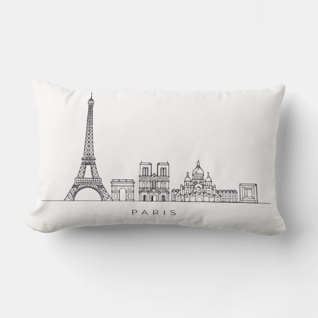 Minimalistisk Paris Siluett Linjekonst Lumbarkudde (Framsida)