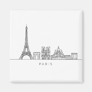 Minimalistisk Paris Siluett Linjekonst Magnet