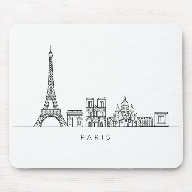 Minimalistisk Paris Siluett Linjekonst Musmatta (Framsidan)