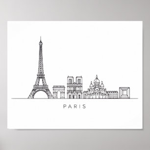 Minimalistisk Paris Siluett Linjekonst Poster