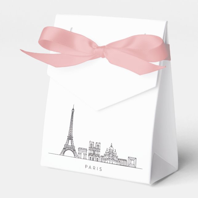 Minimalistisk Paris Siluett Linjekonst Presentaskar (Framsidan Sidan)