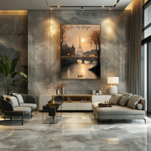 Minimalistisk Paris-siluett Väggkonst – Mjuka tone
