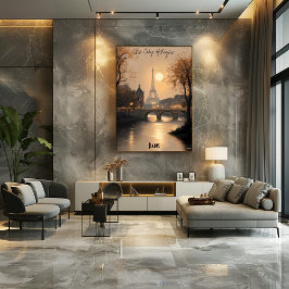 Minimalistisk Paris-siluett Väggkonst – Mjuka tone