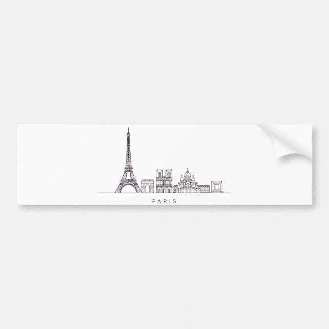 Minimalistisk Paris-skyline Linje Konst Bildekal (Framsidan)