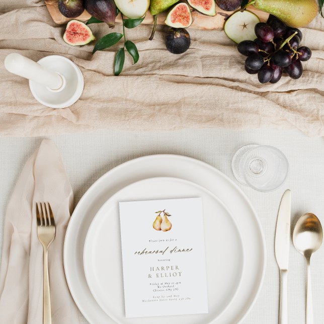 Minimalistisk päron Bröllop Rehearsal Middag Inbjudningar (Skapare uppladdad)
