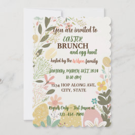 🌼 minimalistisk Påsk Brunch & Egg Hunt Inbjudningar