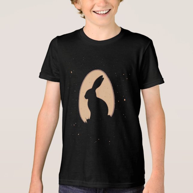 Minimalistisk Påskhare i äggformen T Shirt (Framsida)