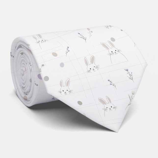 Minimalistisk påskkel hare Pastell Fjädermönster ( Slips (Rullad)