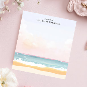 Minimalistisk Pastel Beach Ocean Personlig Namn Anteckningsblock