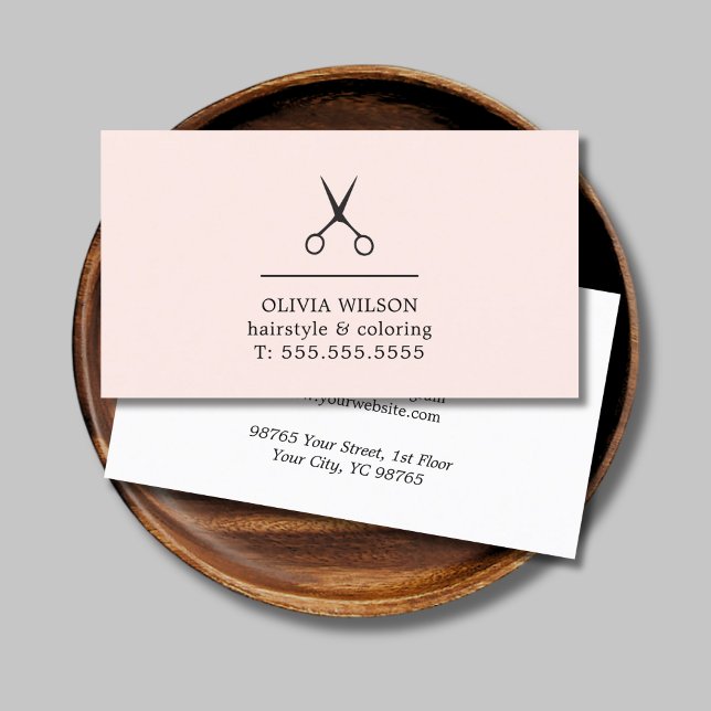 Minimalistisk Pastel Black Scissors Hair Salon Visitkort (Skapare uppladdad)