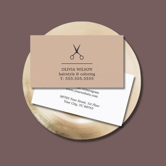 Minimalistisk Pastel Black Scissors Hair Salon Visitkort (Skapare uppladdad)