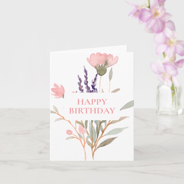 Minimalistisk Pastel-Blommigt - vattenfärgsfödelse Kort (Orkide)