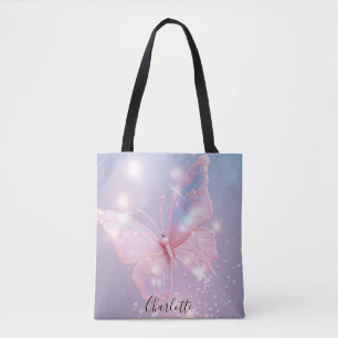 Minimalistisk Pastel Butterfly Tote Bag Tygkasse