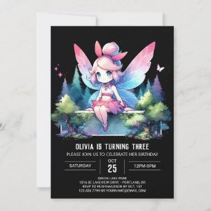 Minimalistisk Pastel Fairy Birthday Inbjudningar