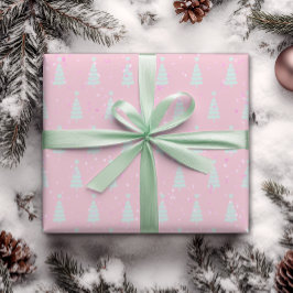 Minimalistisk Pastel Grönt Träd-omslagning Papper Presentpapper