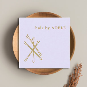 Minimalistisk Pastel Lila Guld Bobby Stift Hair Fyrkantigt Visitkort
