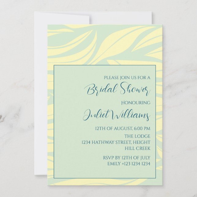 Minimalistisk Pastel Löv-Möhippa Inbjudningar (Framsida)