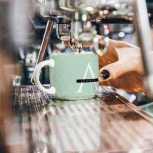 Minimalistisk Pastel Mint Personlig Namn Espressomugg