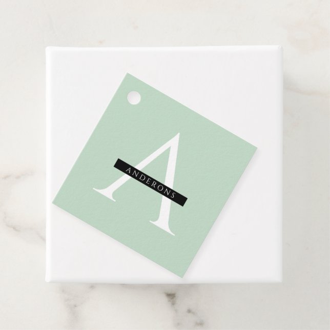 Minimalistisk Pastel Mint Personlig Namn Gåvor Etiketter (På plats)