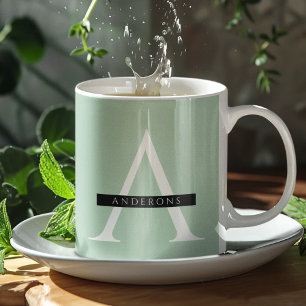 Minimalistisk Pastel Mint Personlig Namn Kaffemugg