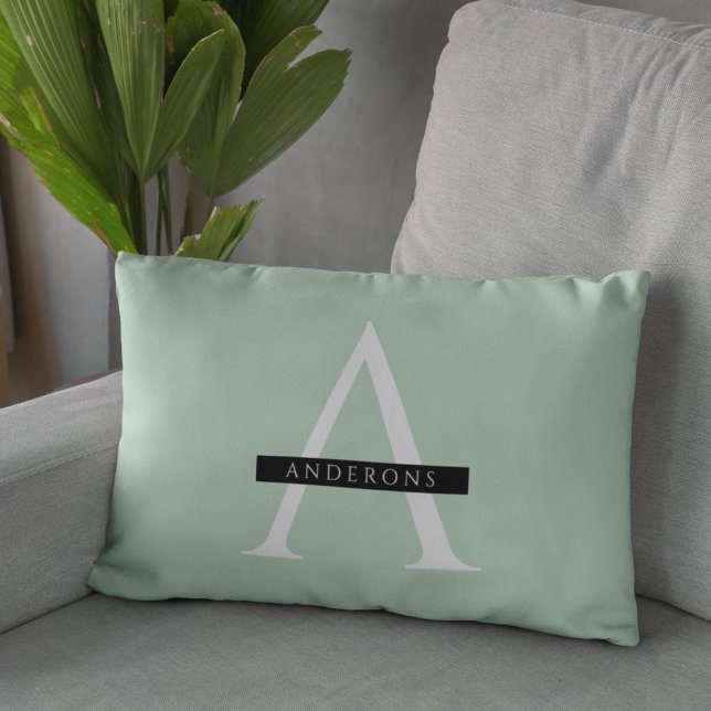 Minimalistisk Pastel Mint Personlig Namn Lumbarkudde (Skapare uppladdad)
