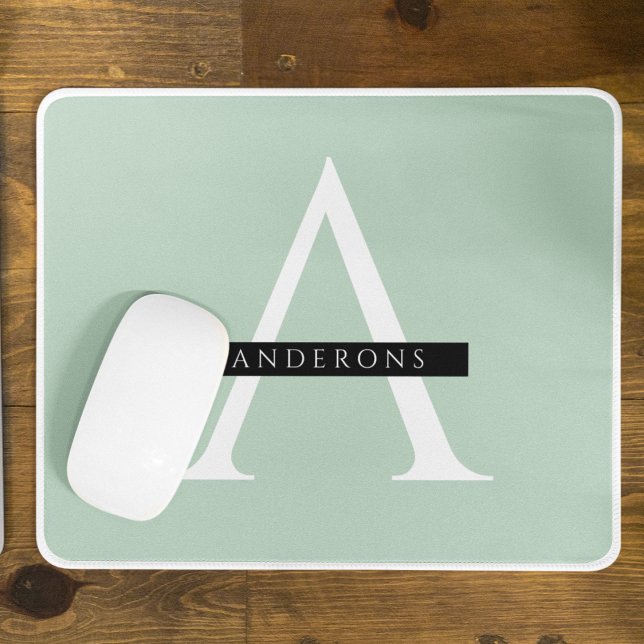 Minimalistisk Pastel Mint Personlig Namn Musmatta (Skapare uppladdad)