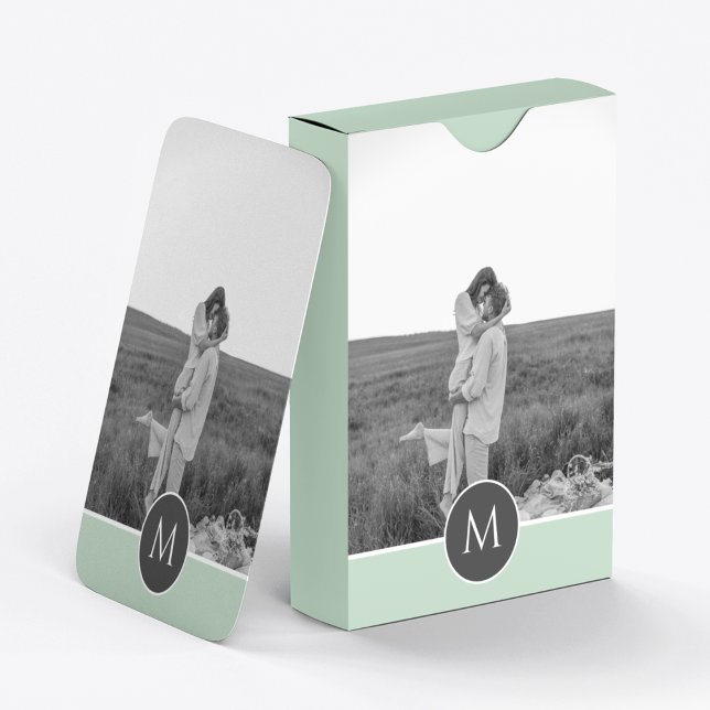 Minimalistisk Pastel Mint Personlig Namn och foto Casinokort (Skapare uppladdad)