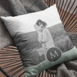 Minimalistisk Pastel Mint Personlig Namn och foto Kudde<br><div class="desc">Minimalistisk Pastel Mint Personlig Namn och foto</div>