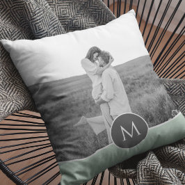 Minimalistisk Pastel Mint Personlig Namn och foto Kudde