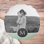 Minimalistisk Pastel Mint Personlig Namn och foto Rund Kudde<br><div class="desc">Minimalistisk Pastel Mint Personlig Namn och foto</div>