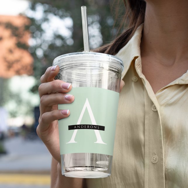 Minimalistisk Pastel Mint Personlig Namn Take Away Mugg (Skapare uppladdad)
