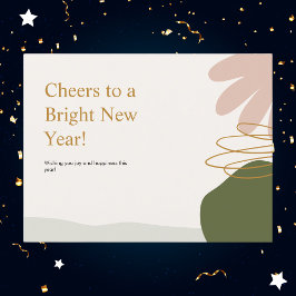 Minimalistisk Pastel- och Guld-Abstrakt - nytt år Helg Vykort