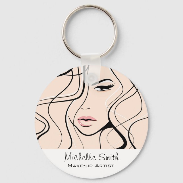 Minimalistisk Pastel Peach Elegant Feminine Makeup Nyckelring (Framsida)